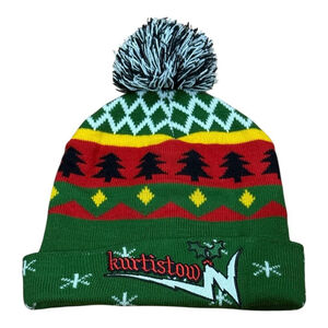 Kurtistown Hat Toque Back Christmas Tree Pom Knit Winter Holiday Mens